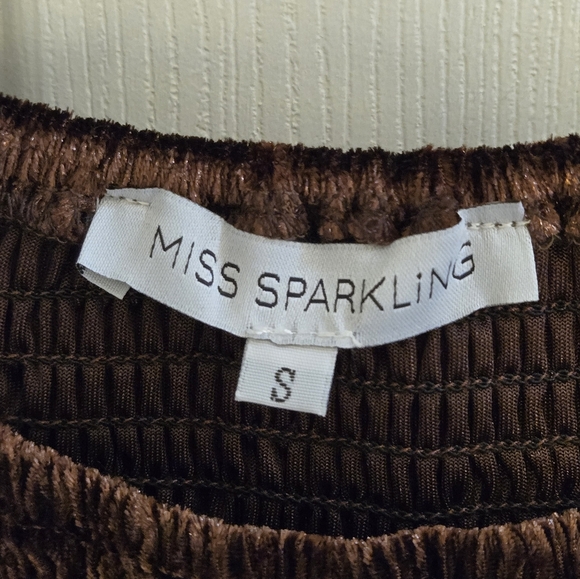 Miss Sparkling NWT Brown Soft Velvet Dress Small - Picture 8 of 11